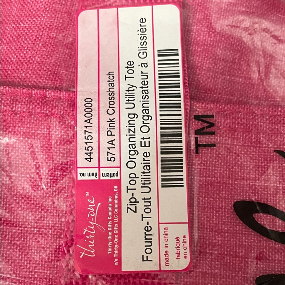 Thirty-One Pink Crosshatch Utility Tote